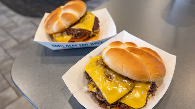 Two Culver's double Butterburgers on a table