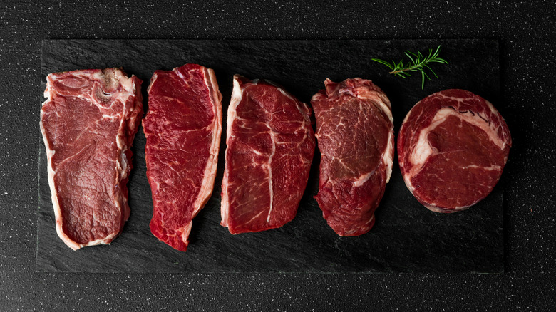 Various cuts of steak