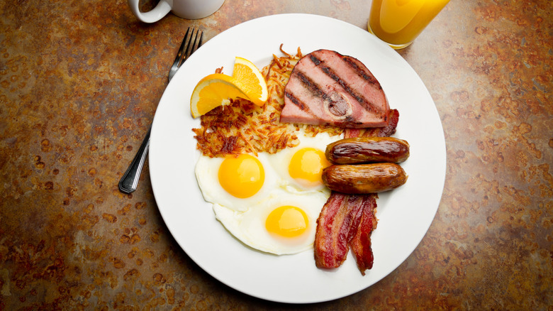 Top down view breakfast plate