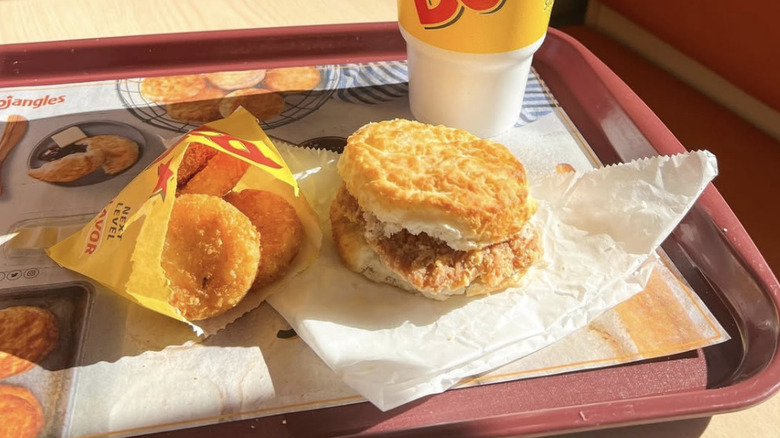Bojangles breakfast on a tray