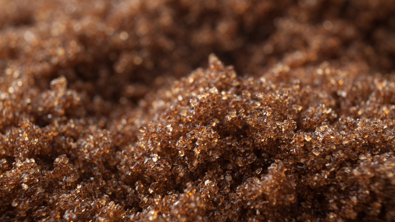 close up image of dark brown sugar
