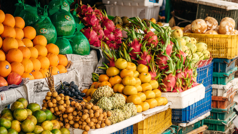 Colorful market fruit display