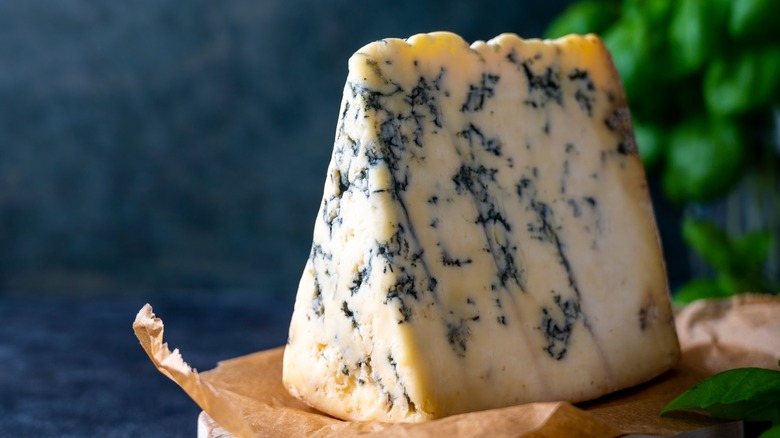 Wedge of moldy cheese