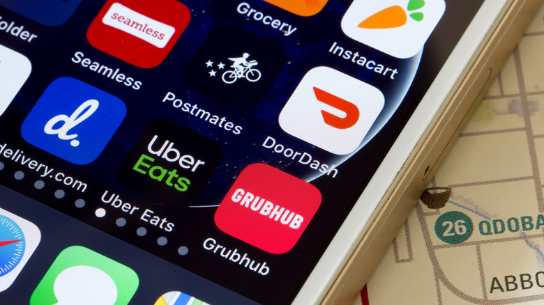 Delivery apps on phone screen