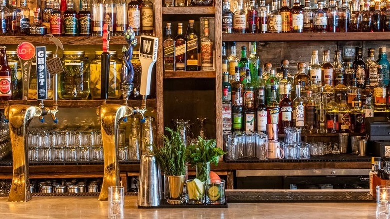 The seleciton of drinks at the Prohibition bar in Charleston SC