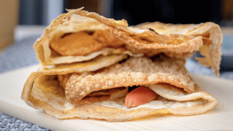 An egg pancake with sausage from Tao Rice Roll in Houston