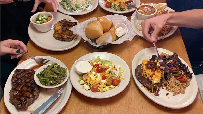 Texas Roadhouse meal on table