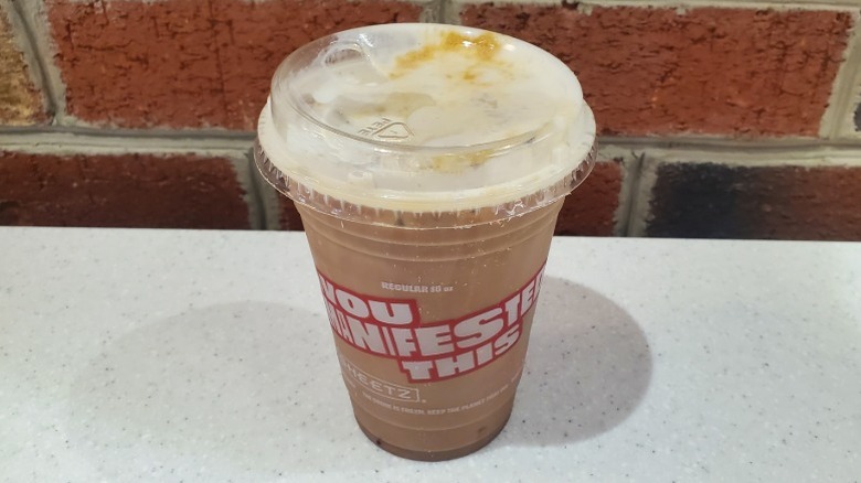 Sh'morez Iced Latte from Sheetz on white table