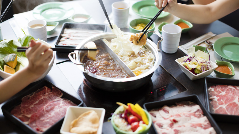 Hot pot at a restaurant