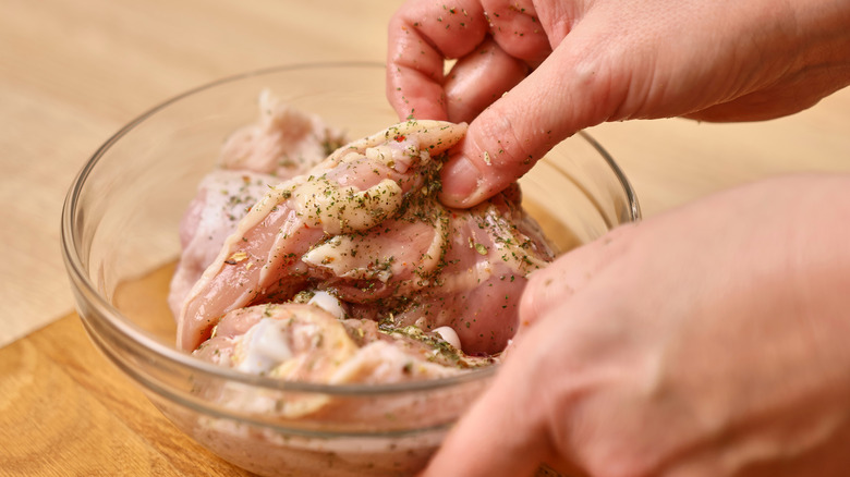 raw chicken in marinade