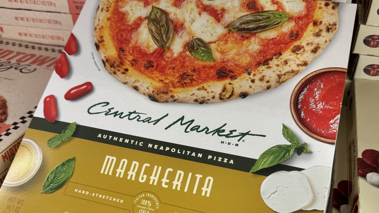 a box of Central Market's frozen margherita pizza