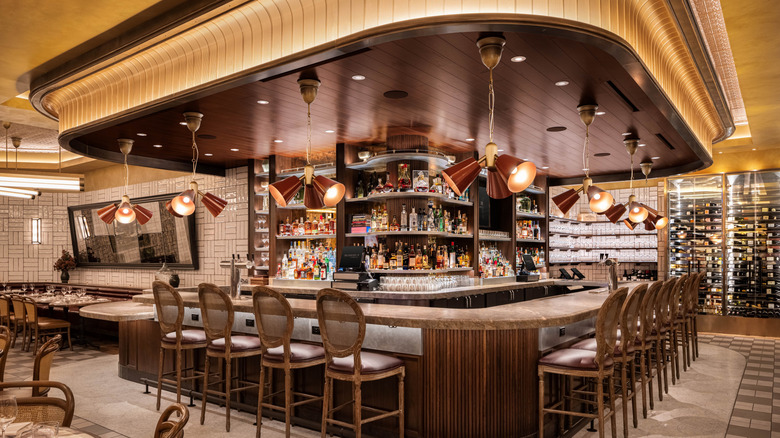 The French brasserie-style interior of Bobby Flay's Brasserie B.