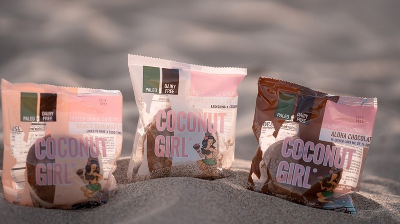 All three coconut girl products on the beach