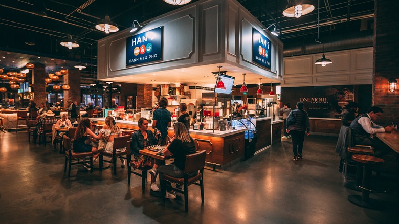 Interior photo of Nashville Tennesee's Assembly Food Hall's communal eating area