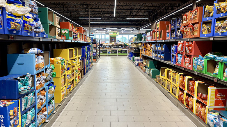 Aldi chips and snacks aisle