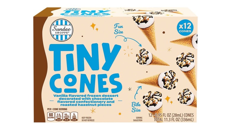 A box of Sundae Shoppe Tiny Cones, showing the image of the product.