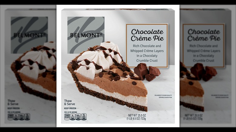 A box of Belmont chocolate creme pie