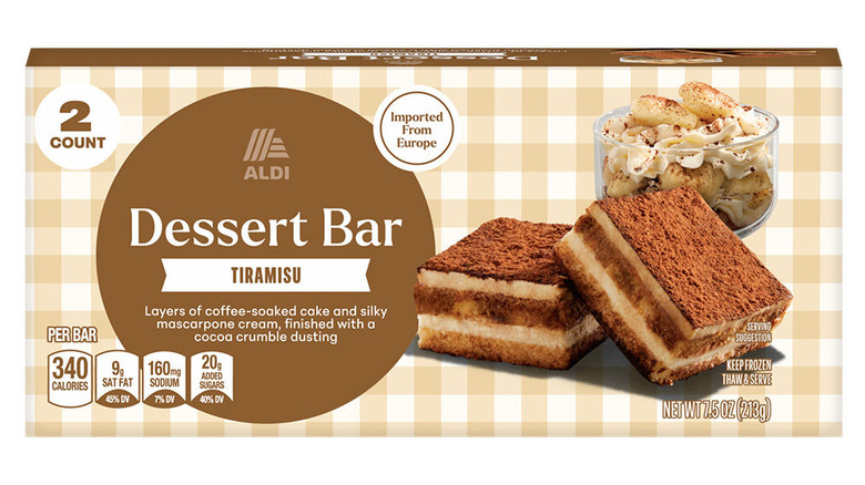 A box of Aldi Tiramisu Dessert Bars
