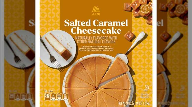 A box of Aldi Salted Caramel Cheesecake