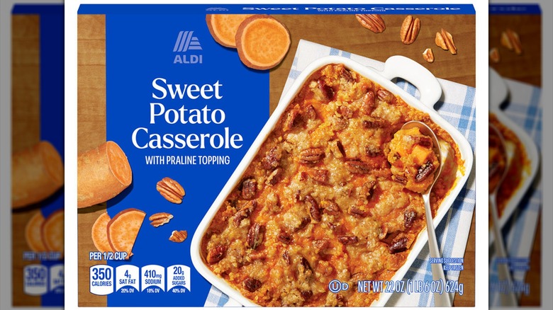 A box of Aldi's Sweet Potato Casserole