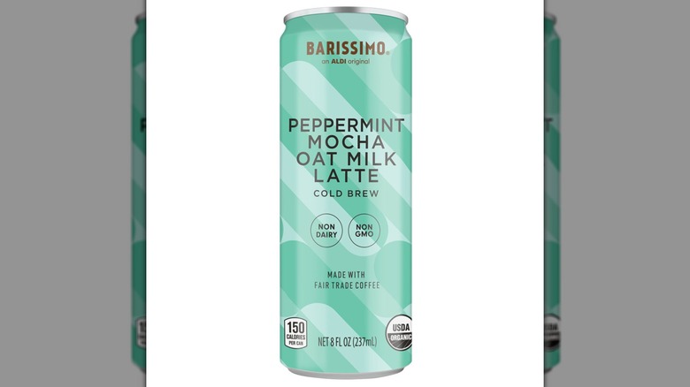 A can of Barissimo Peppermint Mocha Latte