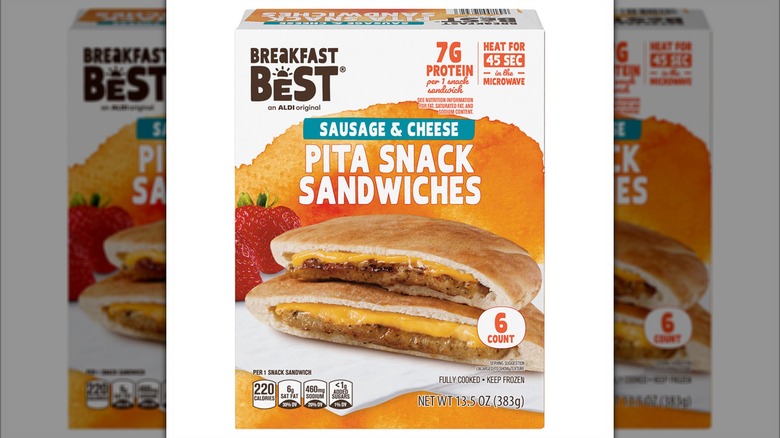 A box of Breakfast Best Pita Snack Sandwiches