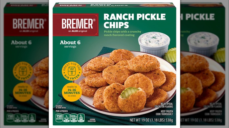 A box of Bremer Ranch Pickle Chips