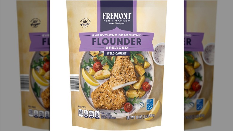 A bag of Everything Seasoning Breaded Flounder