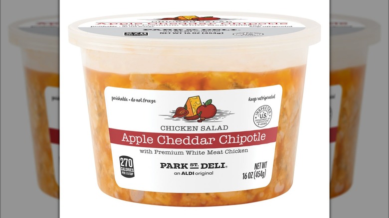 A container of Park Street Deli Apple Cheddar Chipotle Chicken Salad