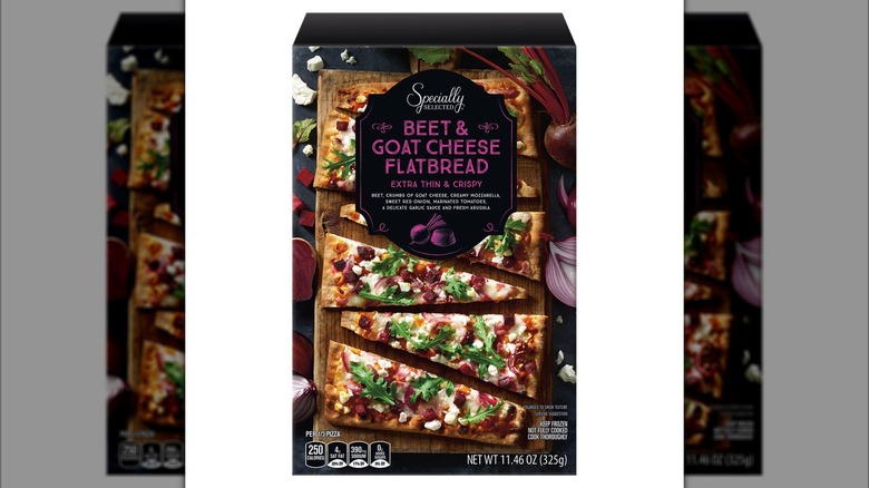 A box of Beet Root Goat Cheese Flatbread