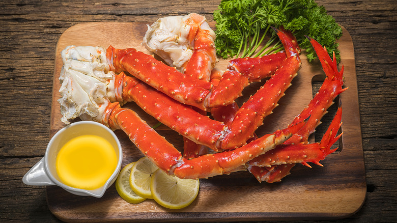 red king crab legs with lemon and butter