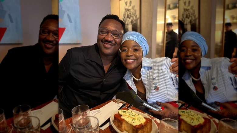 Ayo Balogun is all smiles at this restaurant