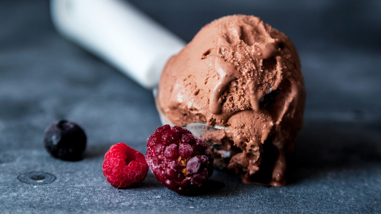 chocolate ice cream on scoop