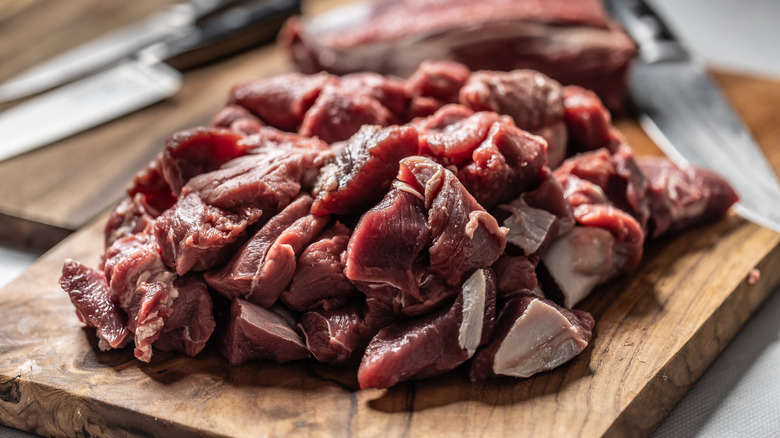 Sliced beef shank on a cutting board