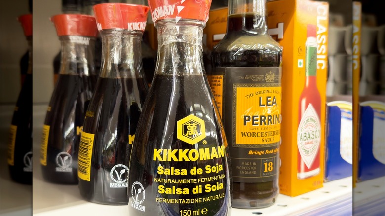 Soy, Worcestershire, and Tabasco sauces