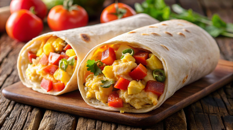 Two breakfast burritos on board