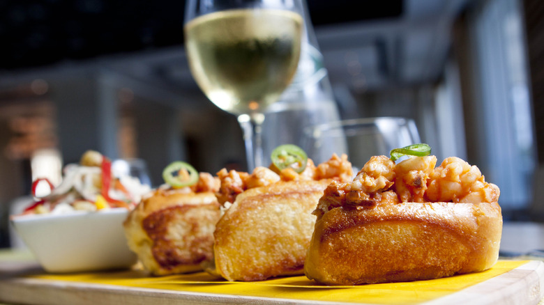 Wine and lobster rolls