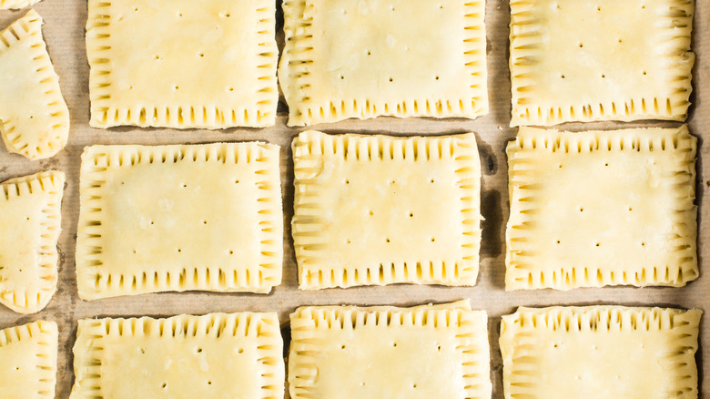 Rows of homemade pop tarts in a baking dish