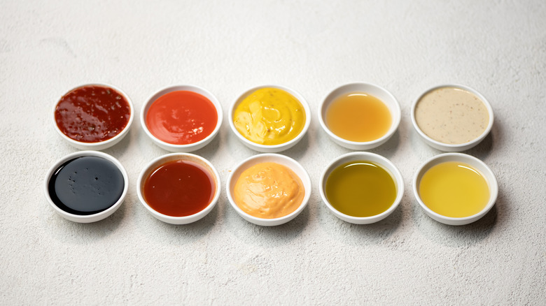 Bowls of sauces and condiments