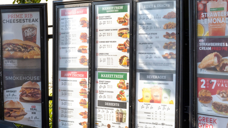 Arby's drive-thru menu