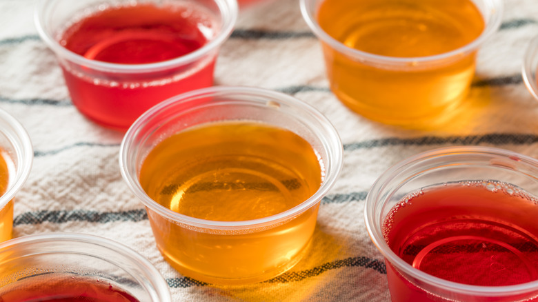 red and orange homemade Jello shots