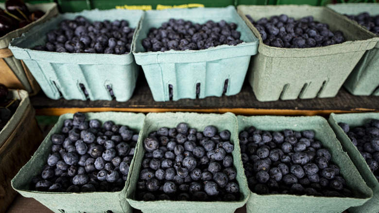 Boxes of blueberries at the