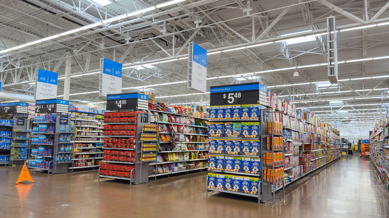 Food aisles at Walmart