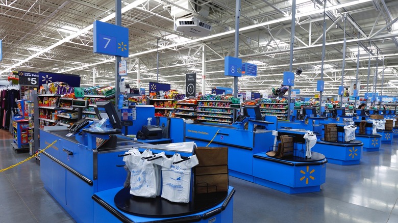 Checkout lanes at Walmart
