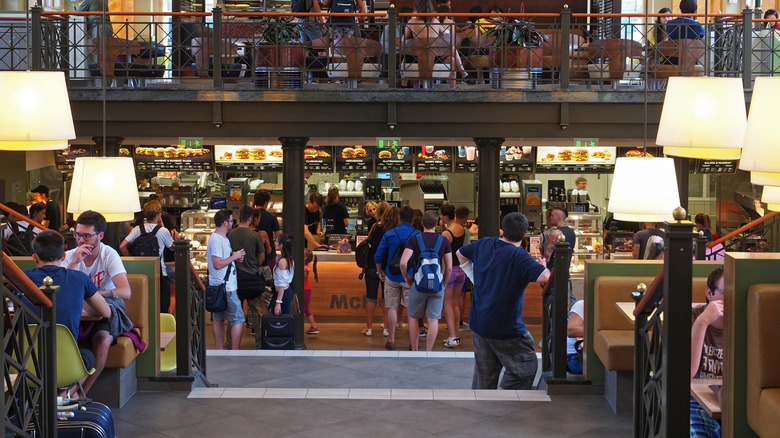 The interior of the McDonald's in Budapest's Nyugati Railway Station