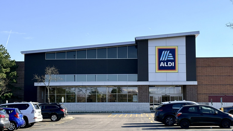 The exterior of an Aldi store