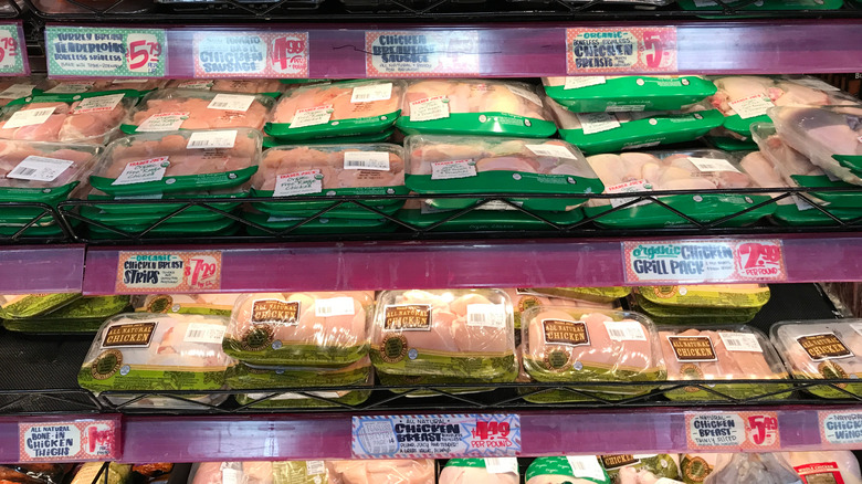 Display of packaged Trader Joe's chicken
