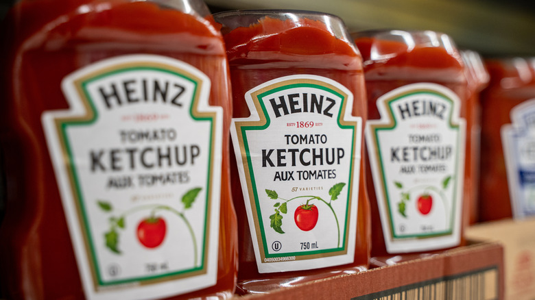 Bottles of Heinz ketchup
