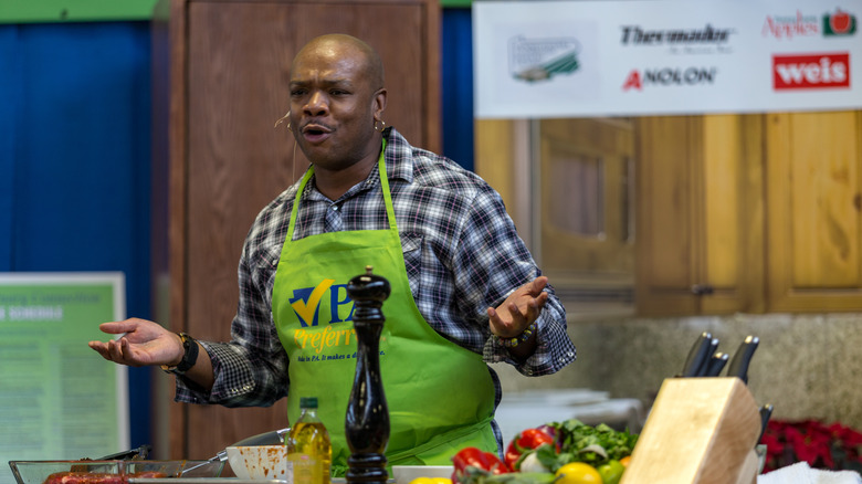 Aaron McCargo Jr. leads a cooking demonstration