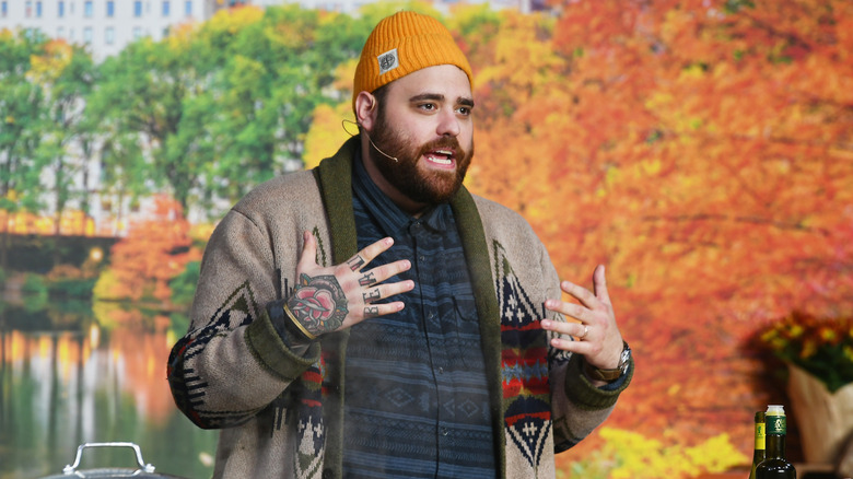 Christian Petroni leads a cooking demonstration